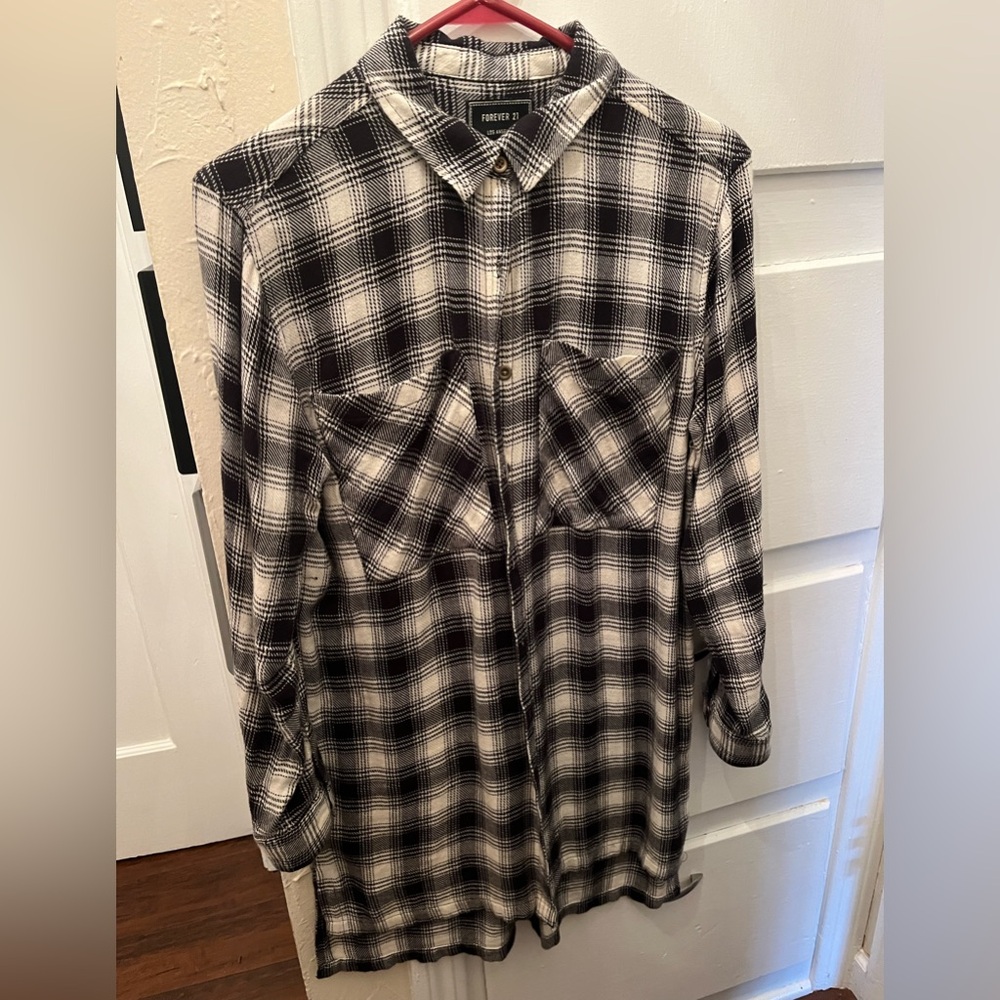 Black & white Forever 21 Flannel shirtdress/tunic